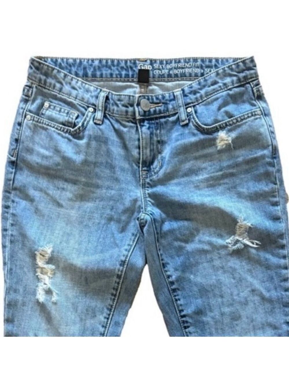 GAP 1969 👖 Sexy Boyfriend Distressed Ankle Jeans Size 0/25 Low Rise - Picture 2 of 13